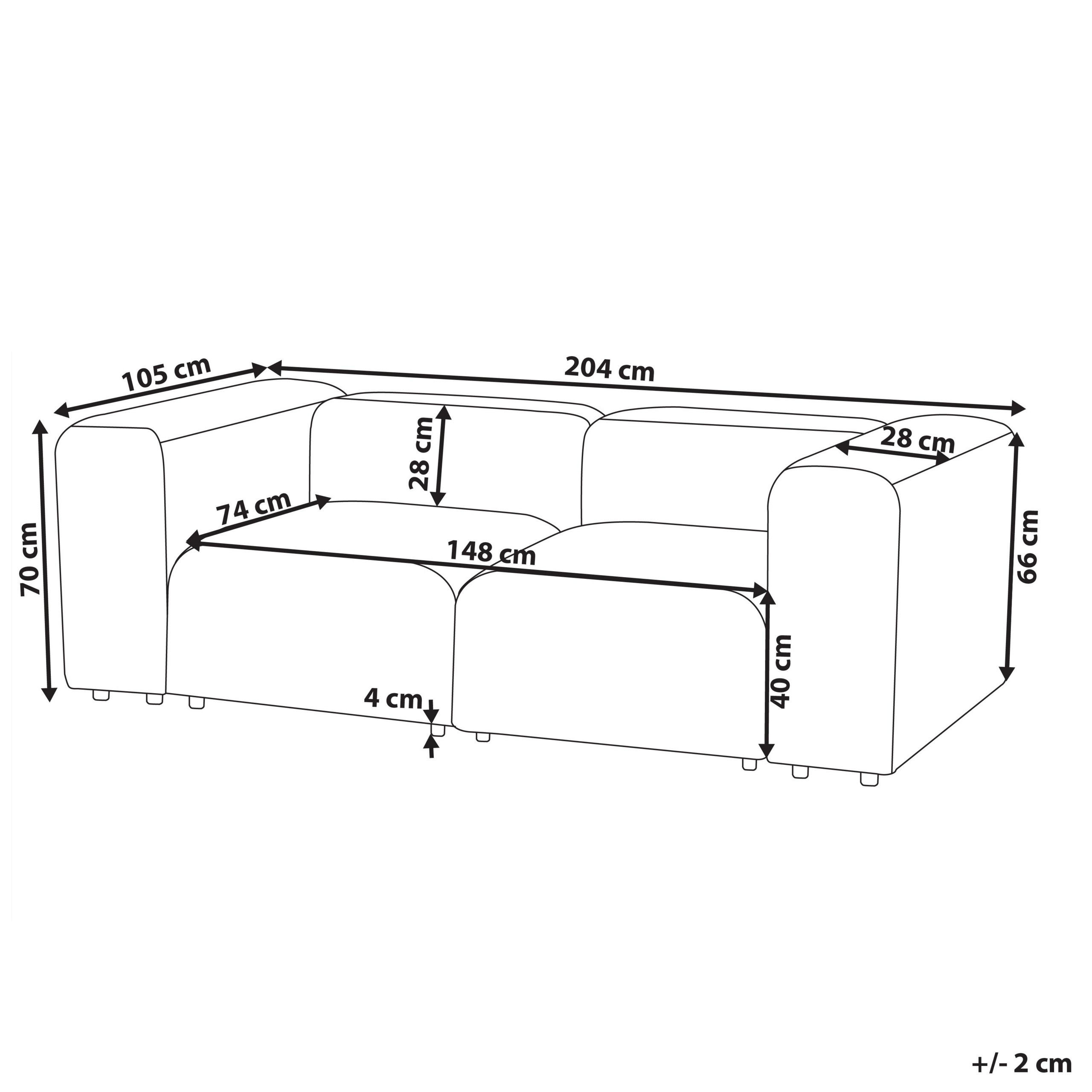 Beliani 2-Sitzer-Sofa Weiß 204x70x105 cm