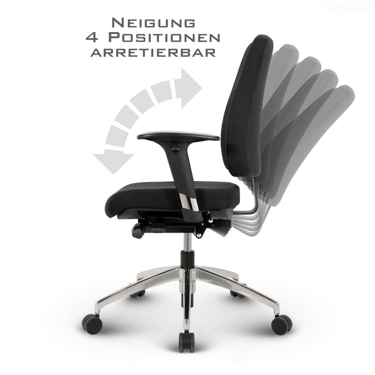 BÜROSTUHL Basic Stoff Schwarz - ergonomisch, 150 kg belastbar, Sitzhöhe 52-64 cm - Schwarz, Kunststoff/Textil (65/103/68cm) - Versee