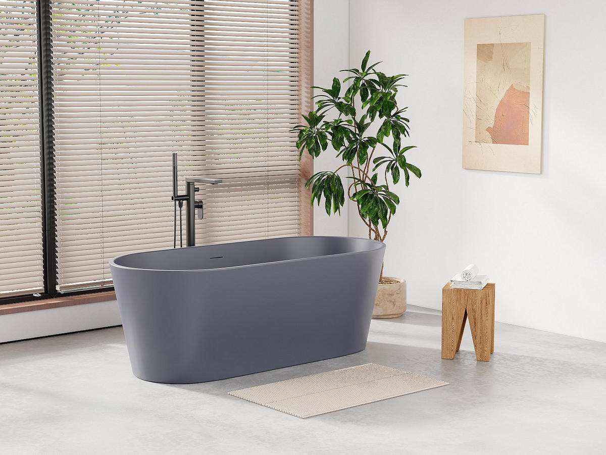 FREISTEHENDE Badewanne - 1 Person - acryl - marineblau Luzeca - Dunkelblau, Kunststoff (159/56/74cm) - Vente-Unique