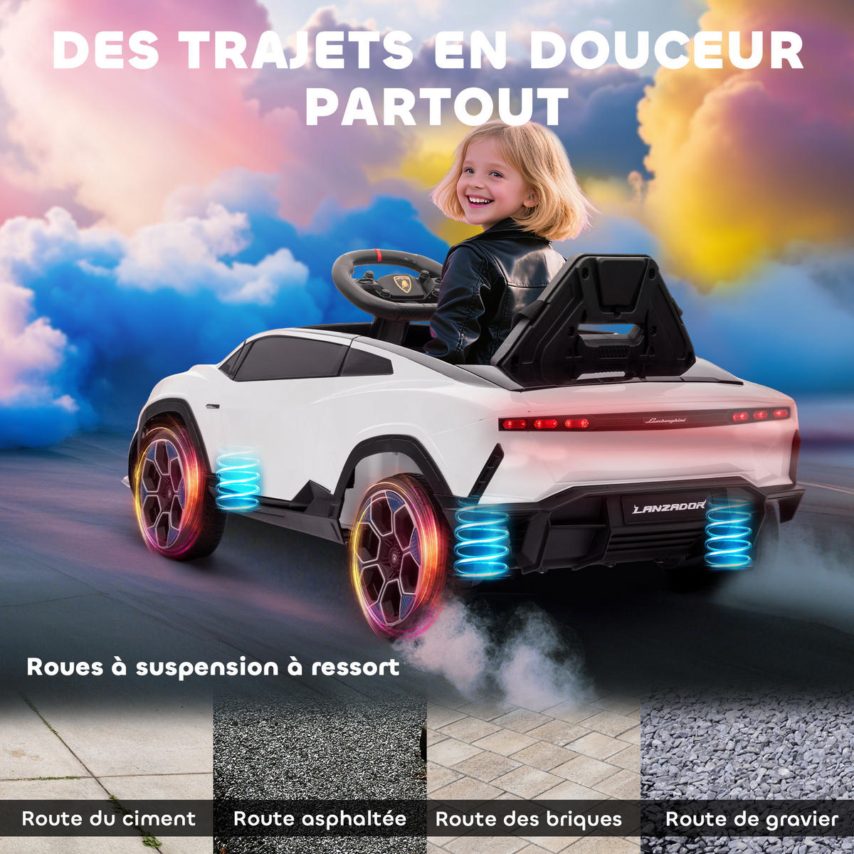 ELEKTRO-KINDERAUTO DE-13091 2 Motoren Weiß - Weiß, Kunststoff (101.5/49/43cm) - ComfortXL