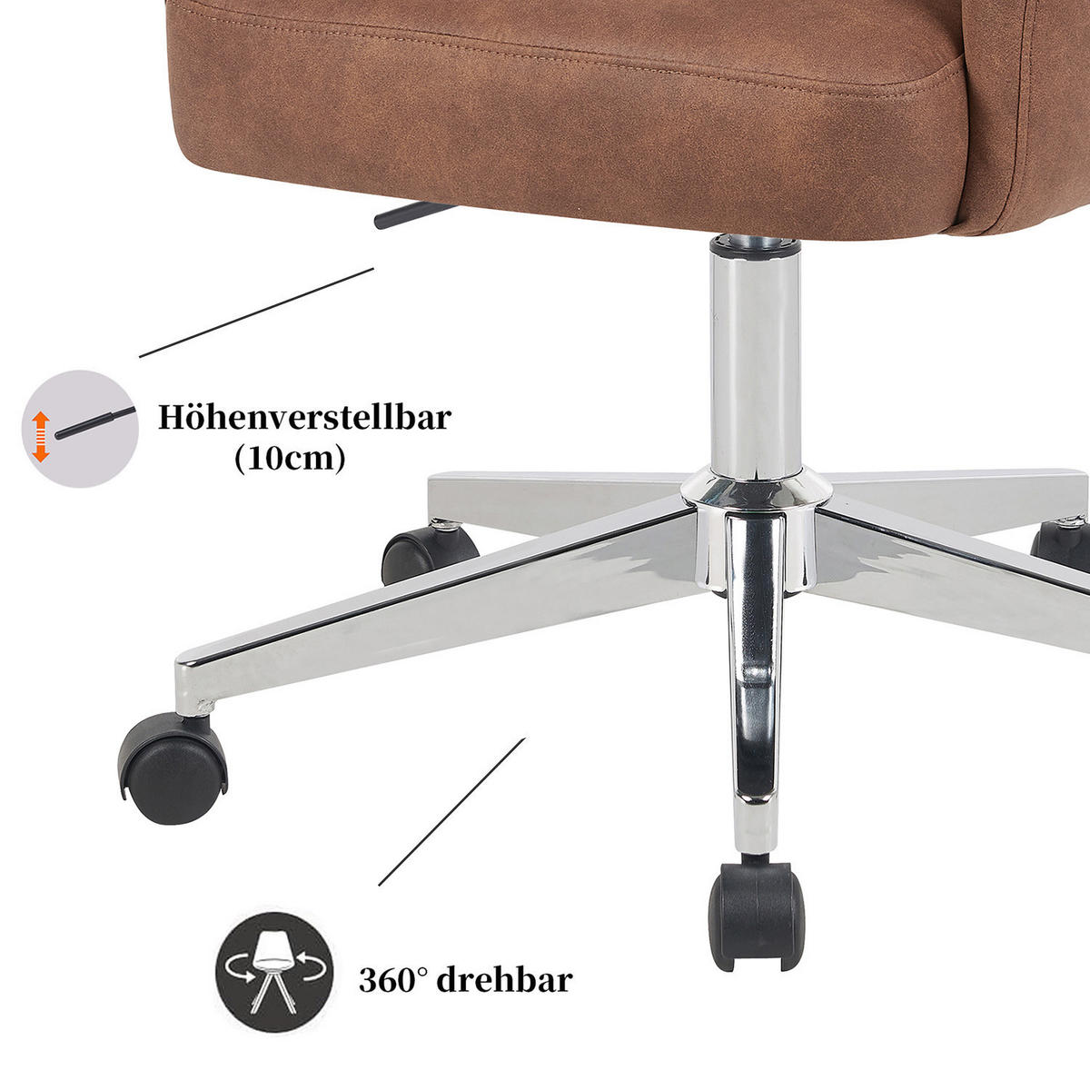 BÜROSTUHL Mika-Svenja 2er-Set - Chromfarben/Braun, Textil/Metall (59/91/66cm) - DUBI Möbel