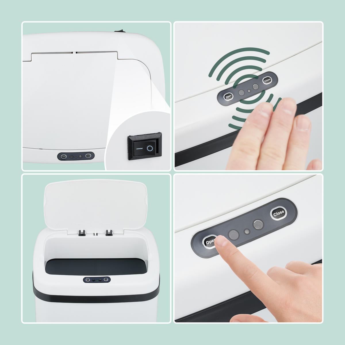 SENSOR-MÜLLEIMER - Weiß, Kunststoff/Metall (33/70/25cm) - Relaxdays