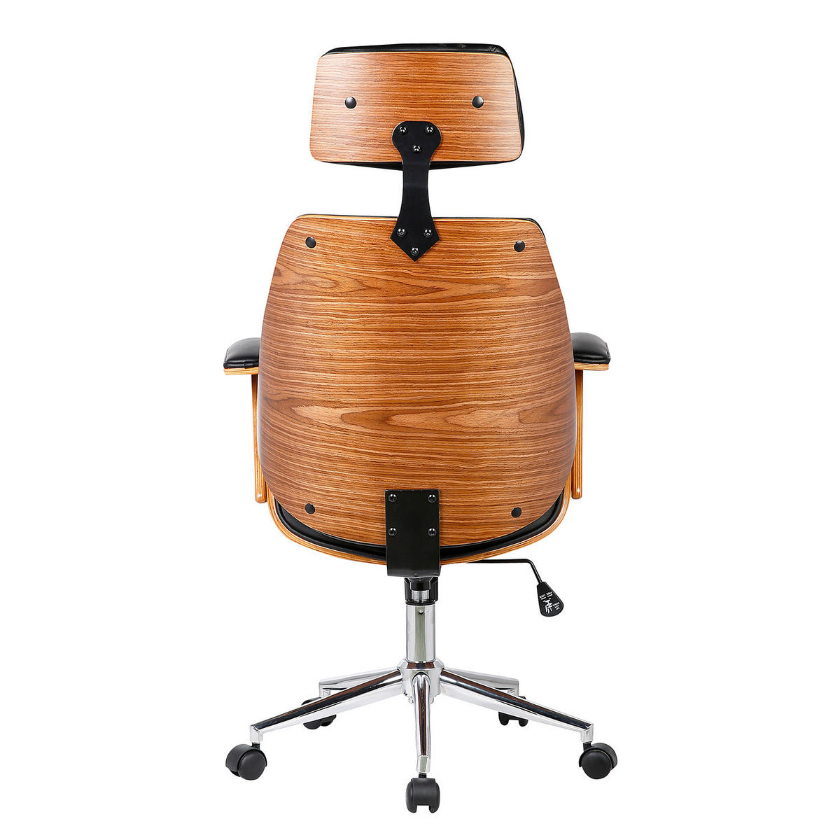 BÜRODREHSTUHL - Kunstleder / Stahl - Walnussfarben/Schwarz, Holzwerkstoff/Kunststoff (66/121/71cm) - home24