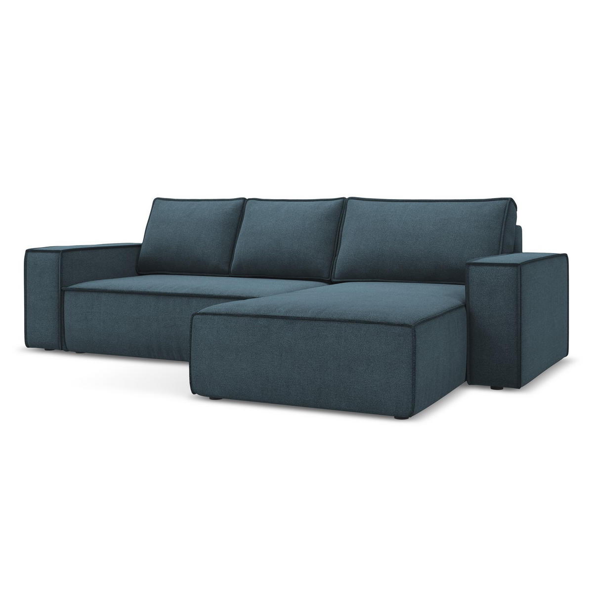 ECKSOFA mit Schlaffunktion Strukturstoff Stoff Blau - Blau/Blaugrau, Kunststoff/Textil (290/185cm) - LaMiaSofa