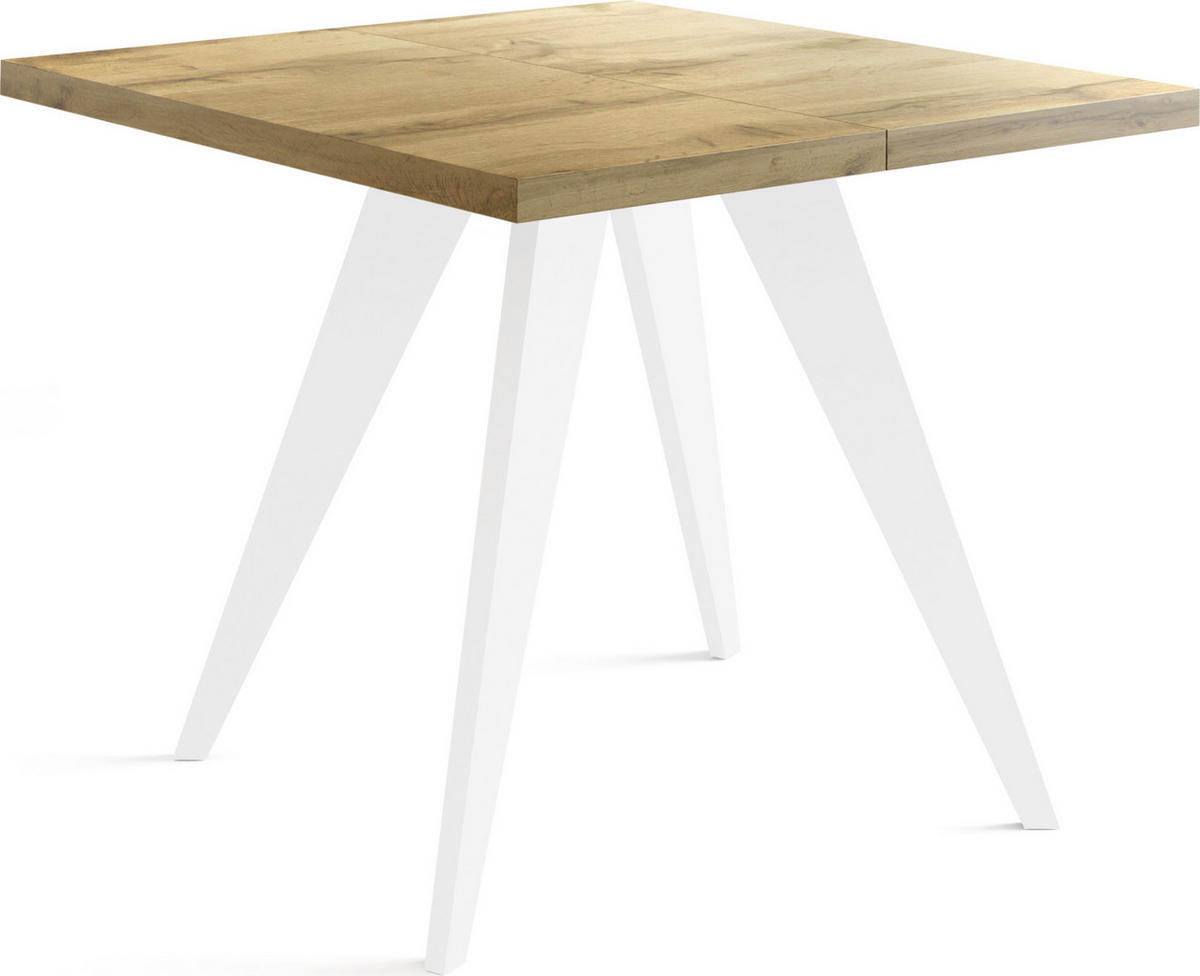 ESSTISCH Quadro quadratischer ausziehbarer, Wotan Eiche 100-200/100/76 cm - Eiche Wotan/Weiß, Holz/Holzwerkstoff (100/100/76cm) - WFL GROUP