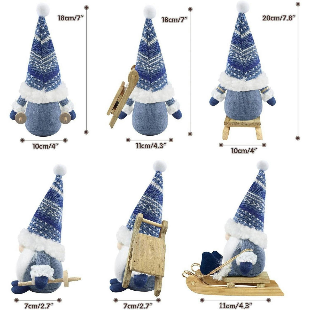 WEIHNACHTSWICHTEL 3er Set Blau Fell - Multicolor, Fell (8.9/3.8/14cm)