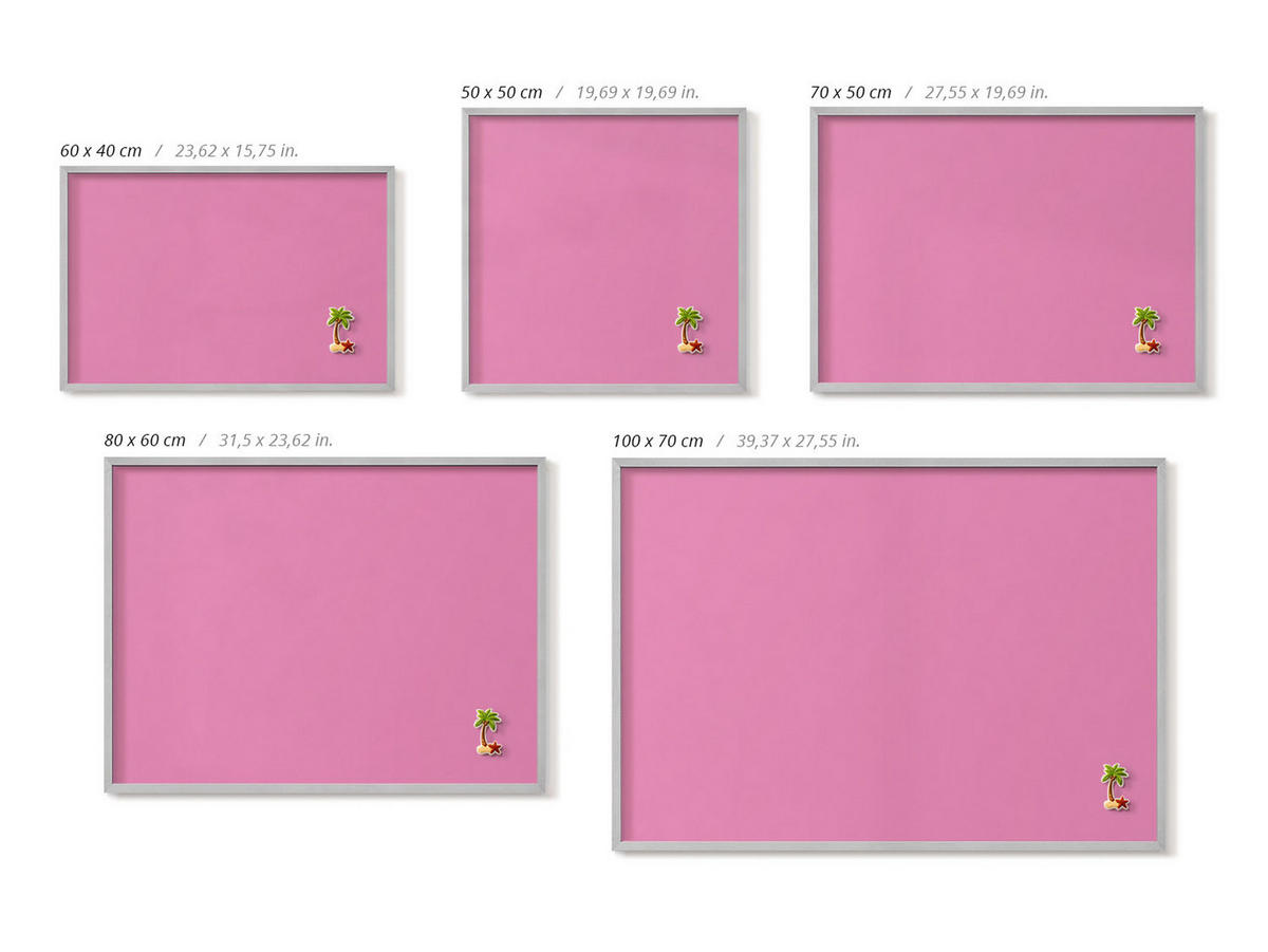 MAGNETTAFEL 50x50 cm Silberner Rahmen Rosa - Hellrosa, Metall (50/50/0.4cm) - TULUP