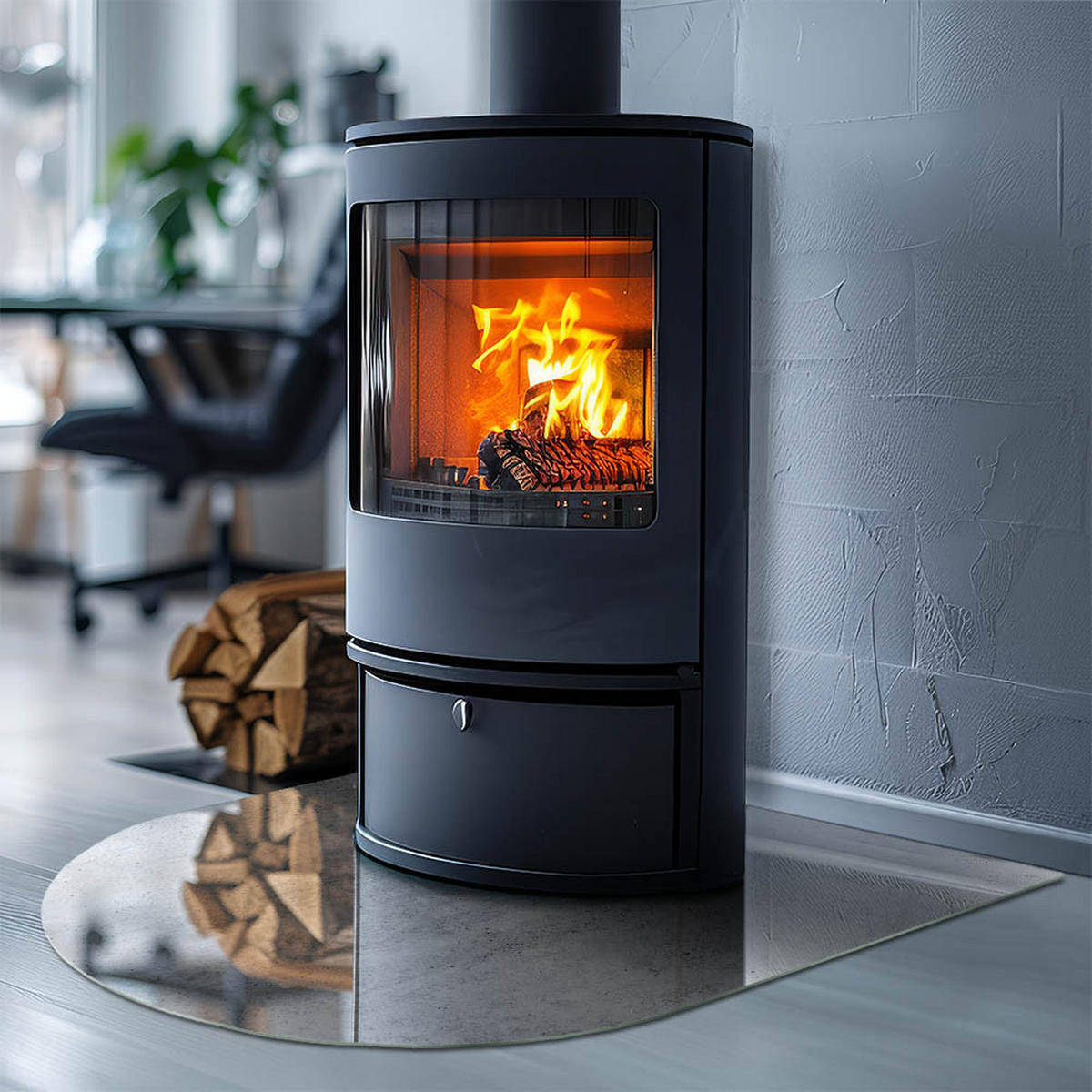 GLASPLATTE für Kamin 80x70 cm - Grau, Glas (80/70/0.4cm) - TULUP