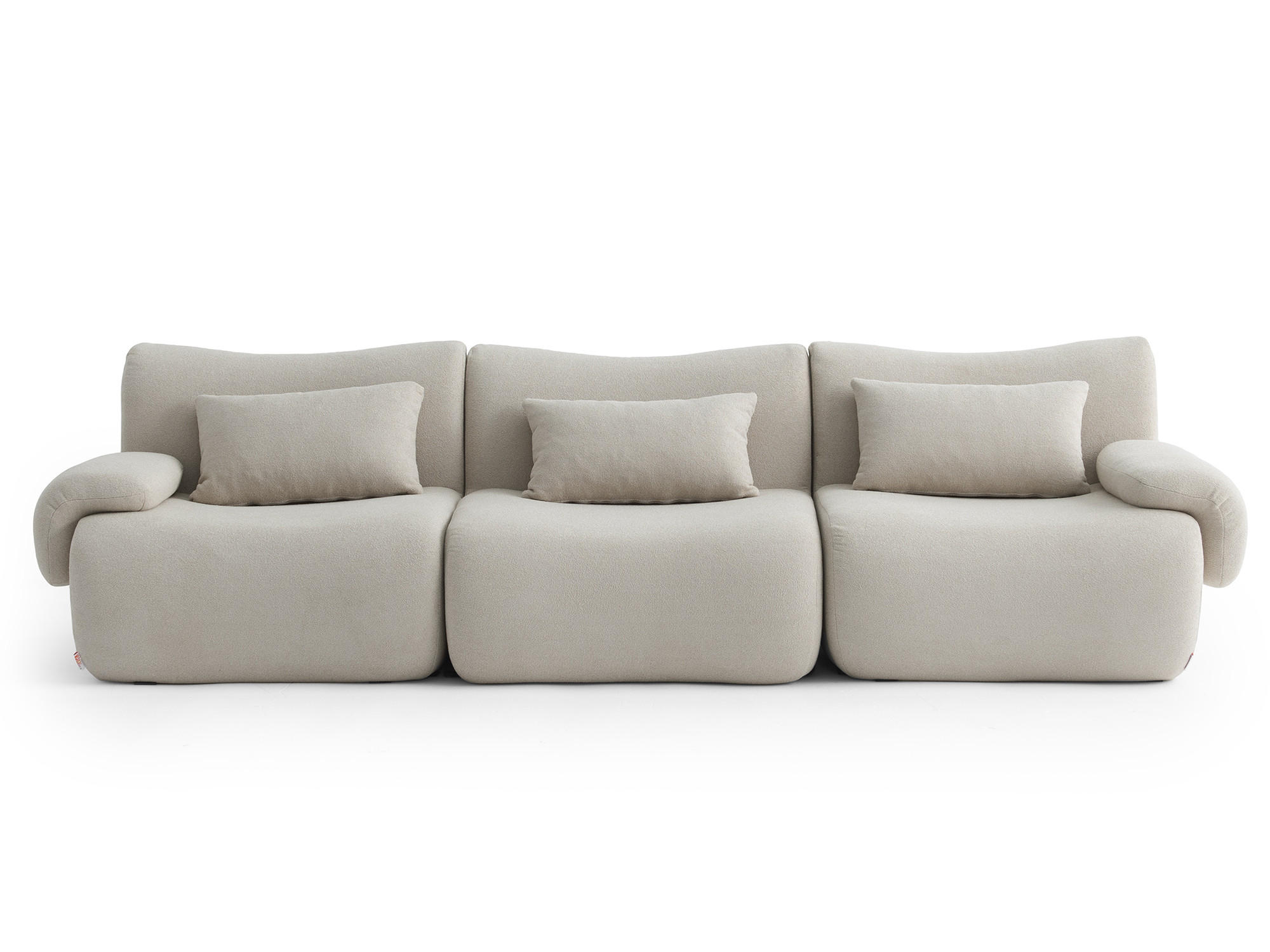 3-SITZER-SOFA Bouclé-Stoff Steinbeige - Greige, Textil (281/73/95cm) - MILYsofa