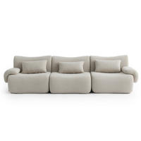 3-SITZER-SOFA Bouclé-Stoff Steinbeige - Greige, Textil (281/73/95cm) - MILYsofa