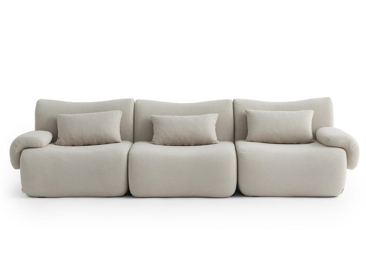 3-SITZER-SOFA Bouclé-Stoff Steinbeige - Greige, Textil (281/73/95cm) - MILYsofa