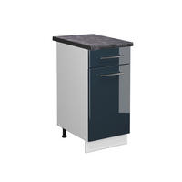 KÜCHENUNTERSCHRANK Fame-Line Dunkelblau Hochglanz 40 cm, AP Anthrazit - Weiß/Dunkelblau, Holzwerkstoff (40/82/60cm) - Vicco