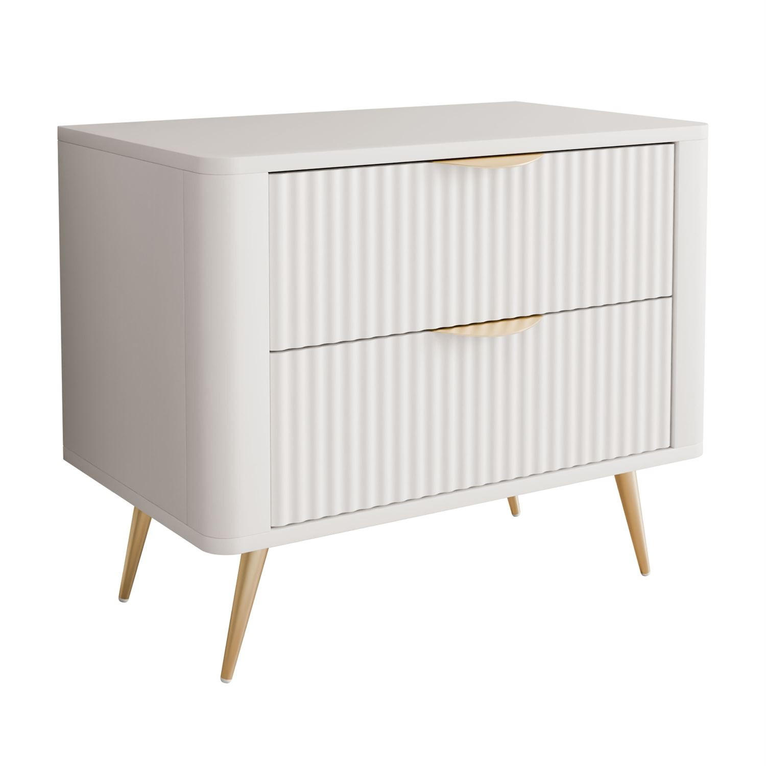 NACHTTISCH SCARLETT 2S MIT SCHUBLADEN BEIGE + GOLD - Beige, Holzwerkstoff (63/55/38cm) - Lookway