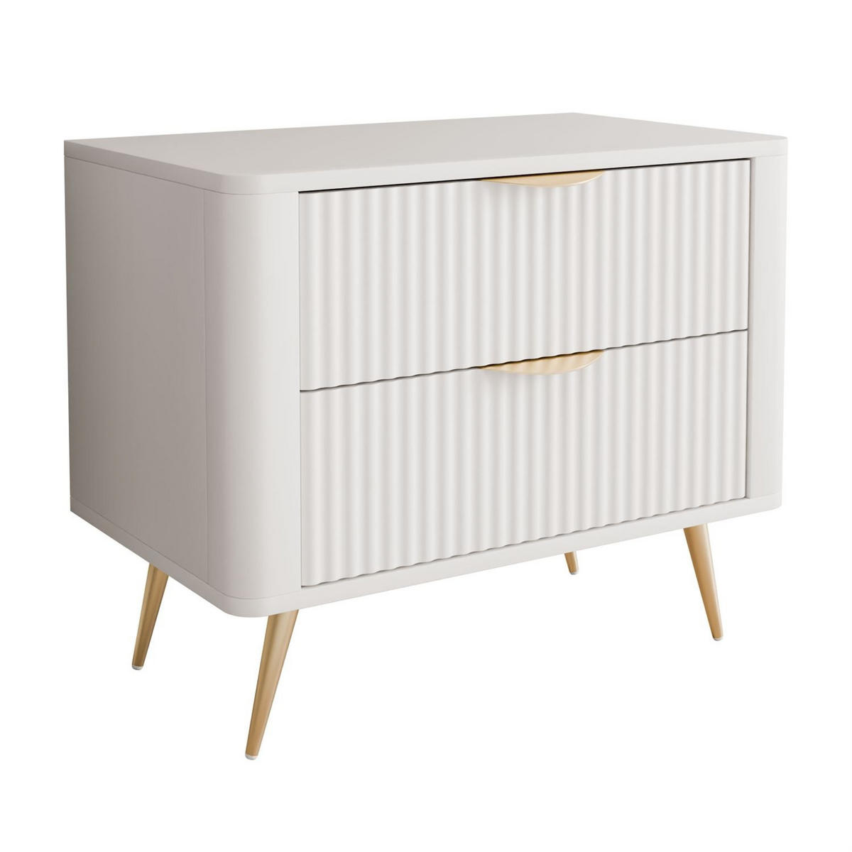 NACHTTISCH SCARLETT 2S MIT SCHUBLADEN BEIGE + GOLD - Beige, Holzwerkstoff (63/55/38cm) - Lookway