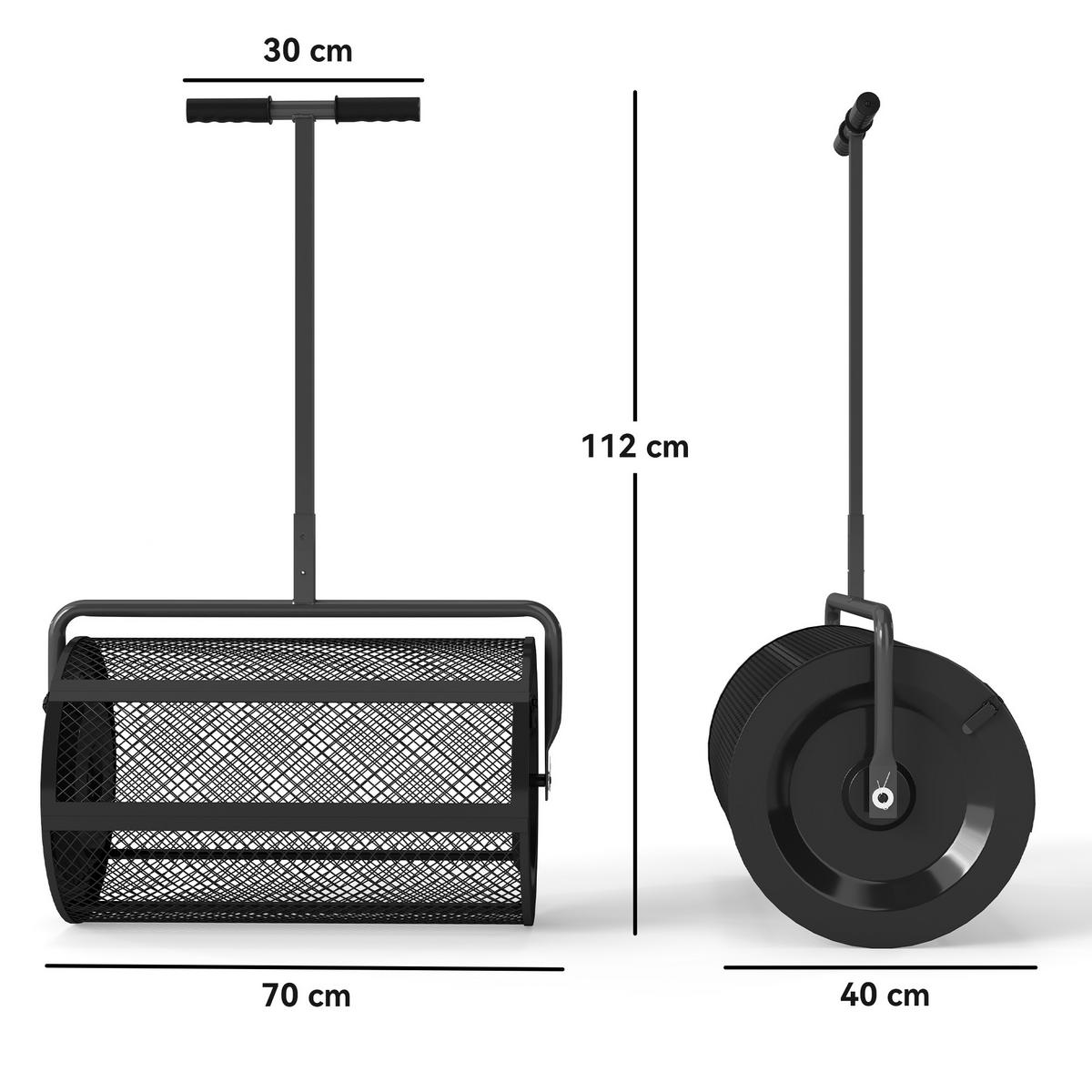 KOMPOSTSTREUER DE-10043 Schwarz - Schwarz, Metall (40/112/70cm) - ComfortXL
