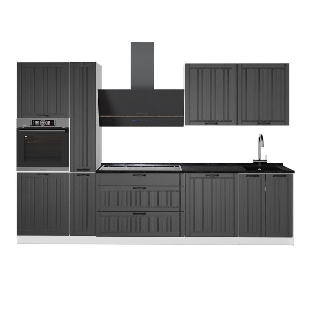 KÜCHENZEILE Fame-Line, Dunkelgrau/Weiß, 310 cm, AP Anthrazit - Dunkelgrau/Weiß, Holzwerkstoff (310/206.8/60cm) - Vicco