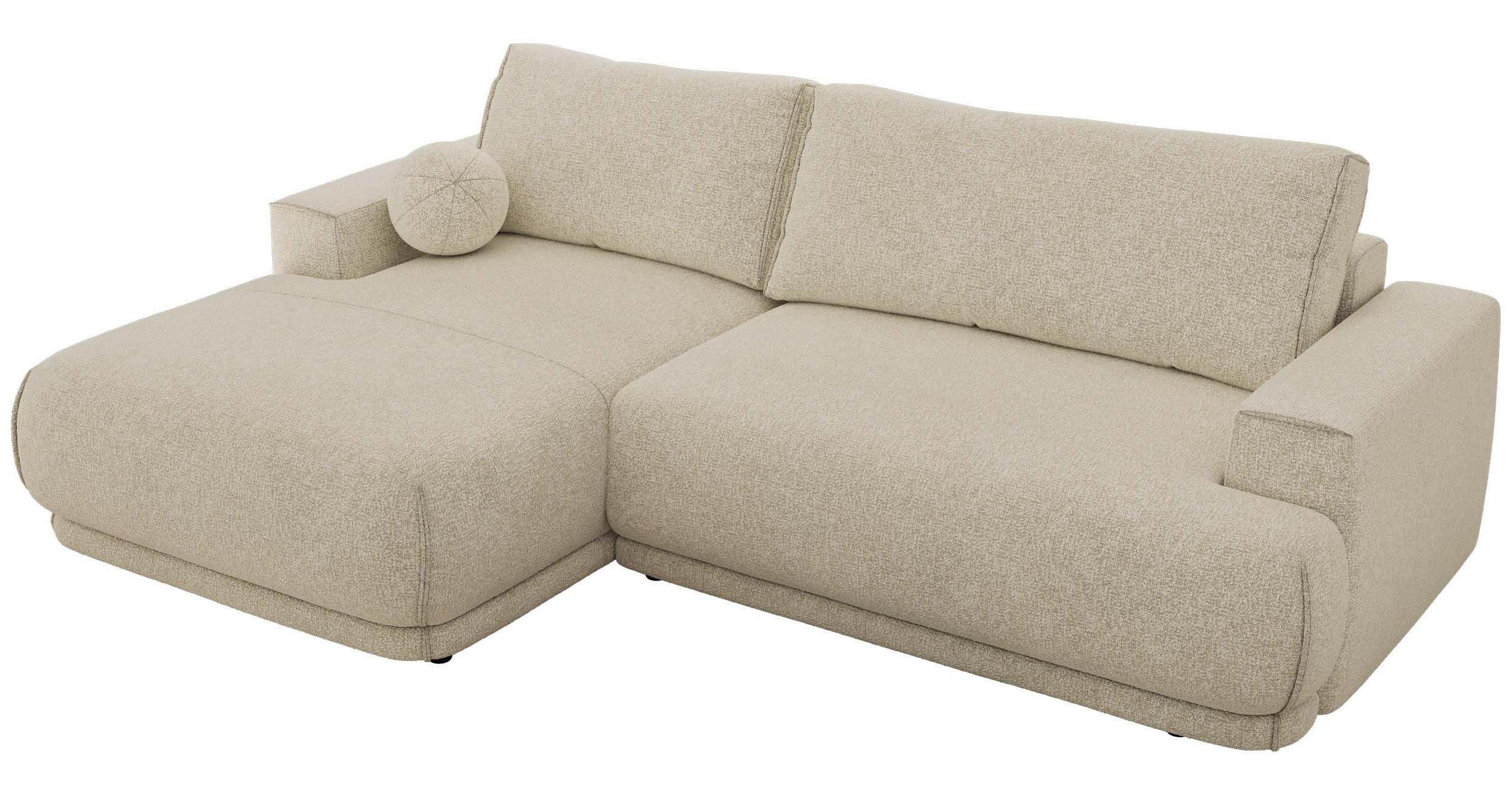 ECKSCHLAFSOFA RINA L Creme Strukture - links - Creme/Schwarz, Kunststoff/Textil (267/170cm) - MKS