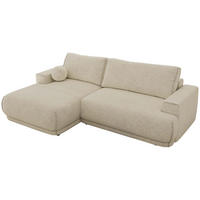 ECKSCHLAFSOFA RINA L Creme Strukture - links - Creme/Schwarz, Kunststoff/Textil (267/170cm) - MKS