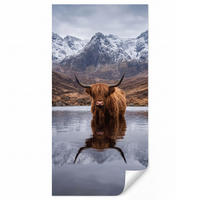 TAPETE - Schottischer Hochländer - Braun - Wasser - 100x220 cm - Braun, Papier (100/220cm) - OnlyWow