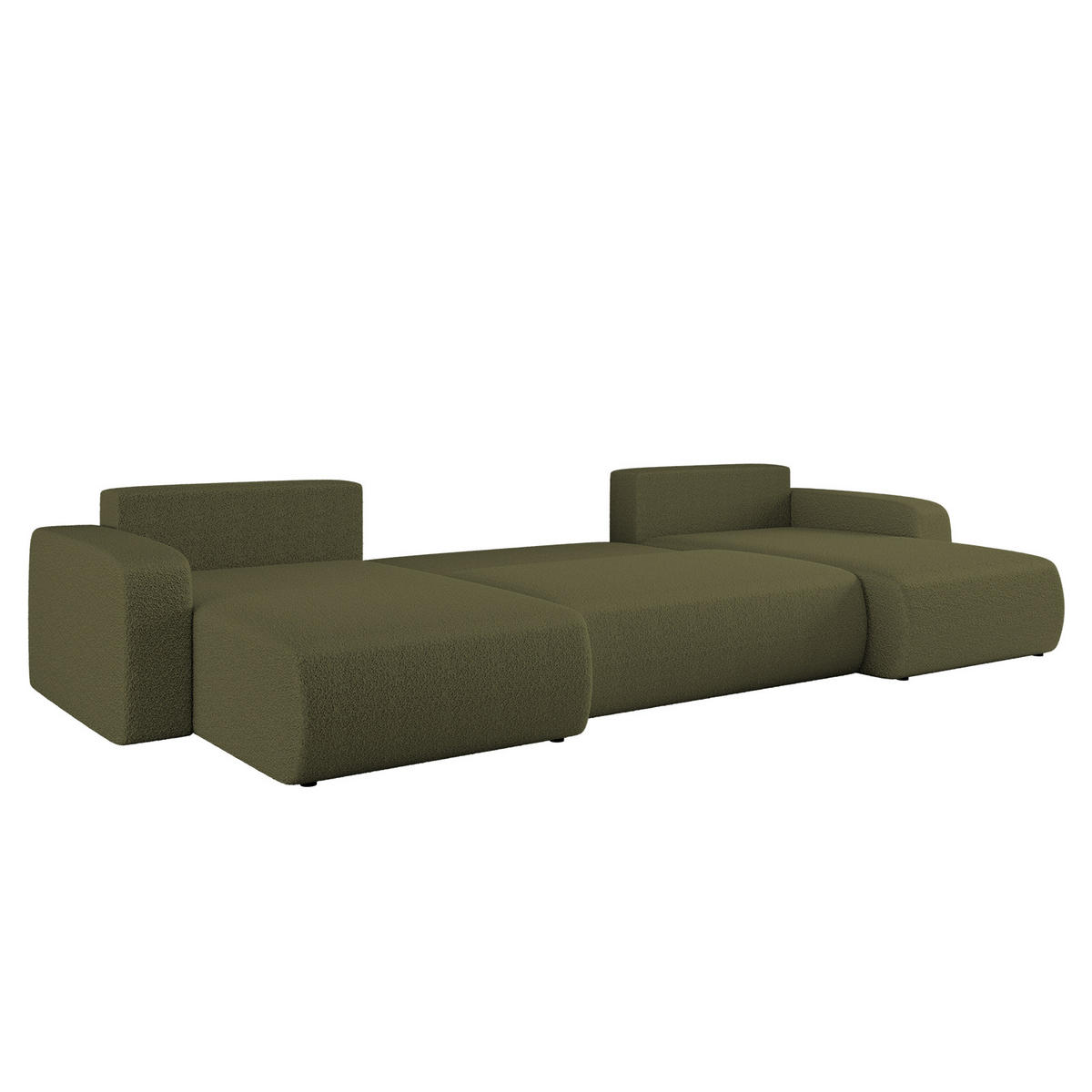 ECKSOFA U-Form Mit Schlaffunktion Und Bettkasten MILANO Stoff Olive - Olivgrün, Holz (312/145cm) - Kaiser Möbel