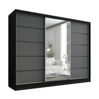 SCHWEBETÜRENSCHRANK 200 cm AURELIA 2 Farbe: Schwarz, Graphit - Schwarz/Graphitfarben, Holzwerkstoff (200/215/60cm) - A&J MöbelLand