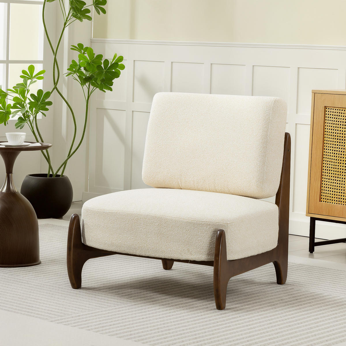 SESSEL DE-13303 Chenille-Stoff & dickes Polster Creme - Creme, Holz (72/81/73.5cm) - ComfortXL