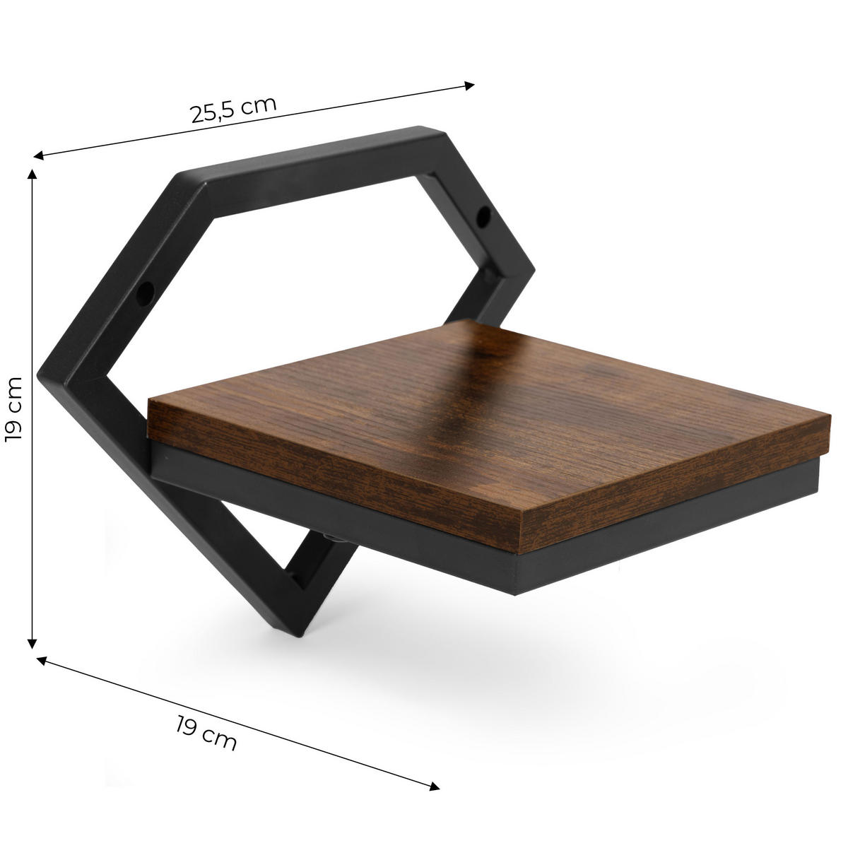 WANDREGAL DIAMO Braun - Schwarz - Schwarz/Braun, Holzwerkstoff/Metall (25.5/19/19cm) - Mat-Haus