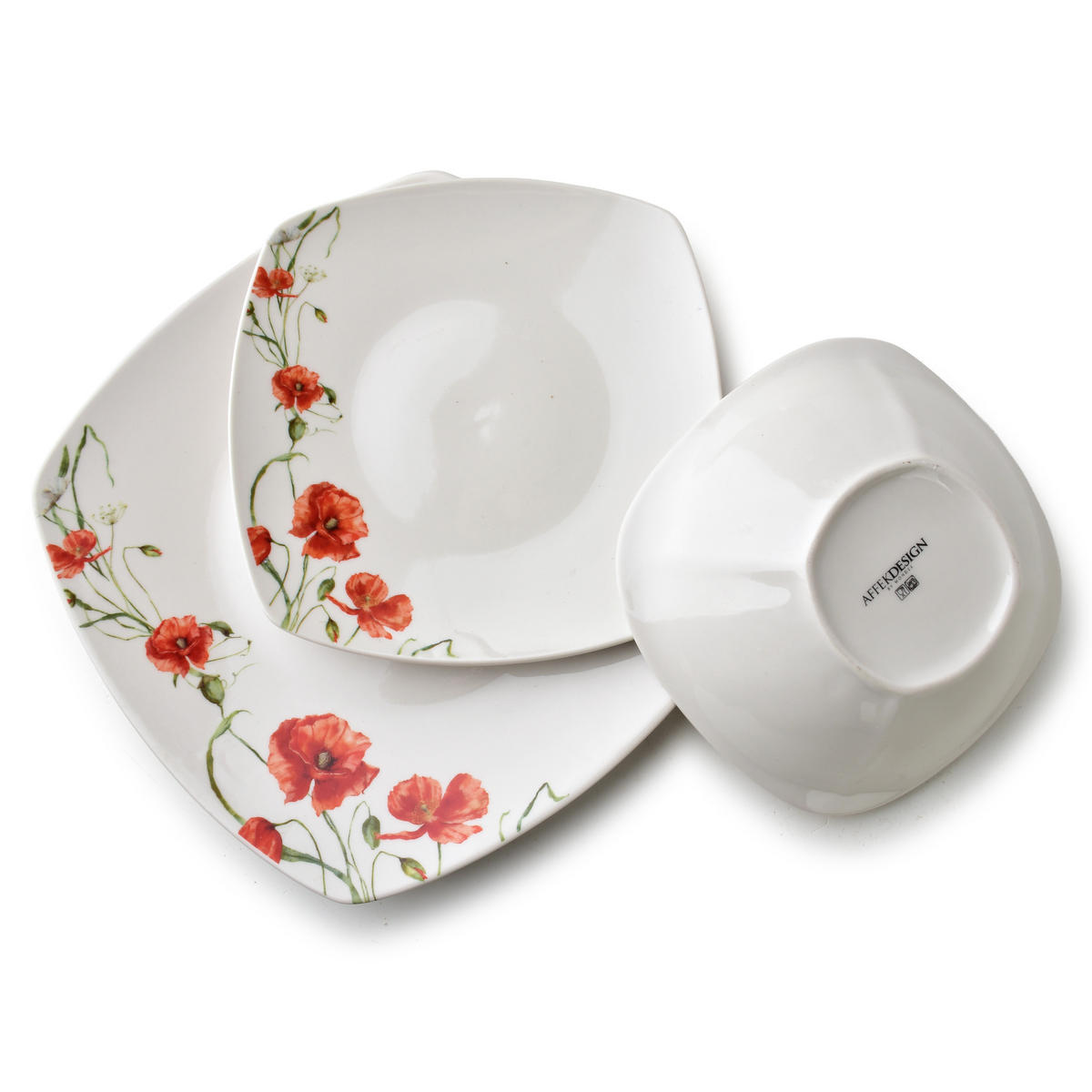 GESCHIRR-SET Lea 18-tlg Dunkelrot 30/30/20cm Porzellan - Dunkelrot, Keramik (30/20/30cm) - Mondex