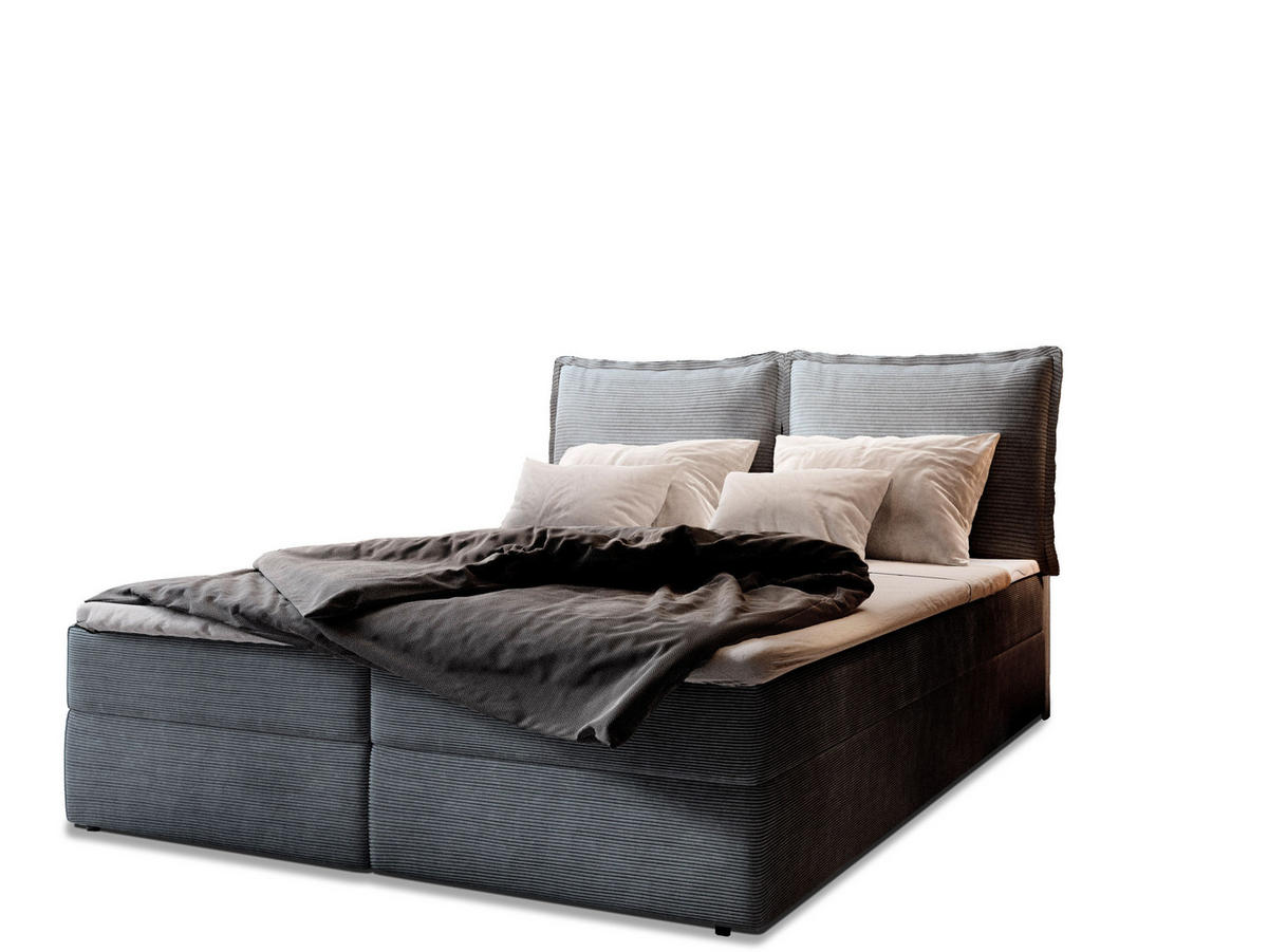 BOXBETT LENTE 180x200 cm mit Matratze und Topper - Graphitfarben - Graphitfarben, Holz (180/200cm) - MASSENO