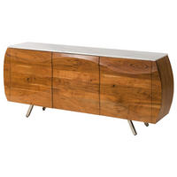 SIDEBOARD Akazie 184x40x75 natur lackiert / Marmor weiß MONTREAL #128 - Braun, Holz (184/75/40cm) - Massivmoebel24