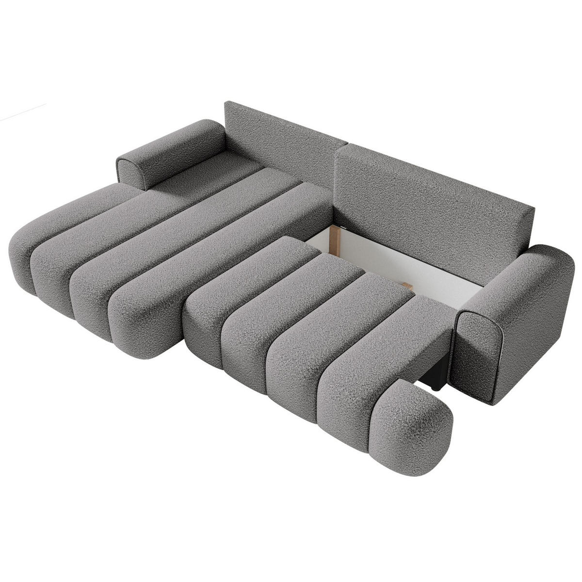 ECKSOFA Dandelino Grau mit Bouclé-Bezug, links - Schwarz/Grau, Kunststoff/Textil (275/168cm) - Selsey