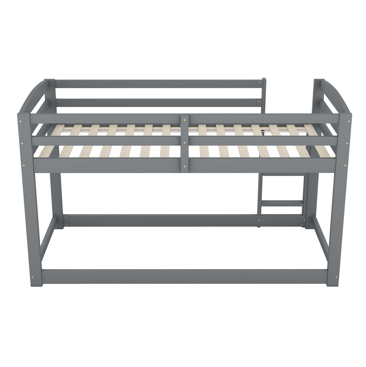 ETAGENBETT 90/200 cm mit niedriger Bauweise und Sicherheitsgeländer aus Kiefer massiv, Natur - Grau, Holzwerkstoff (90/200cm) - Redom