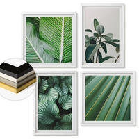 WANDBILDER 4er-Set - 50x50 cm & 40x60 cm Weißer Rahmen - Tropische Blätter in Grün - Weiß, Kunststoff (50/50cm) - ArtPrintCave