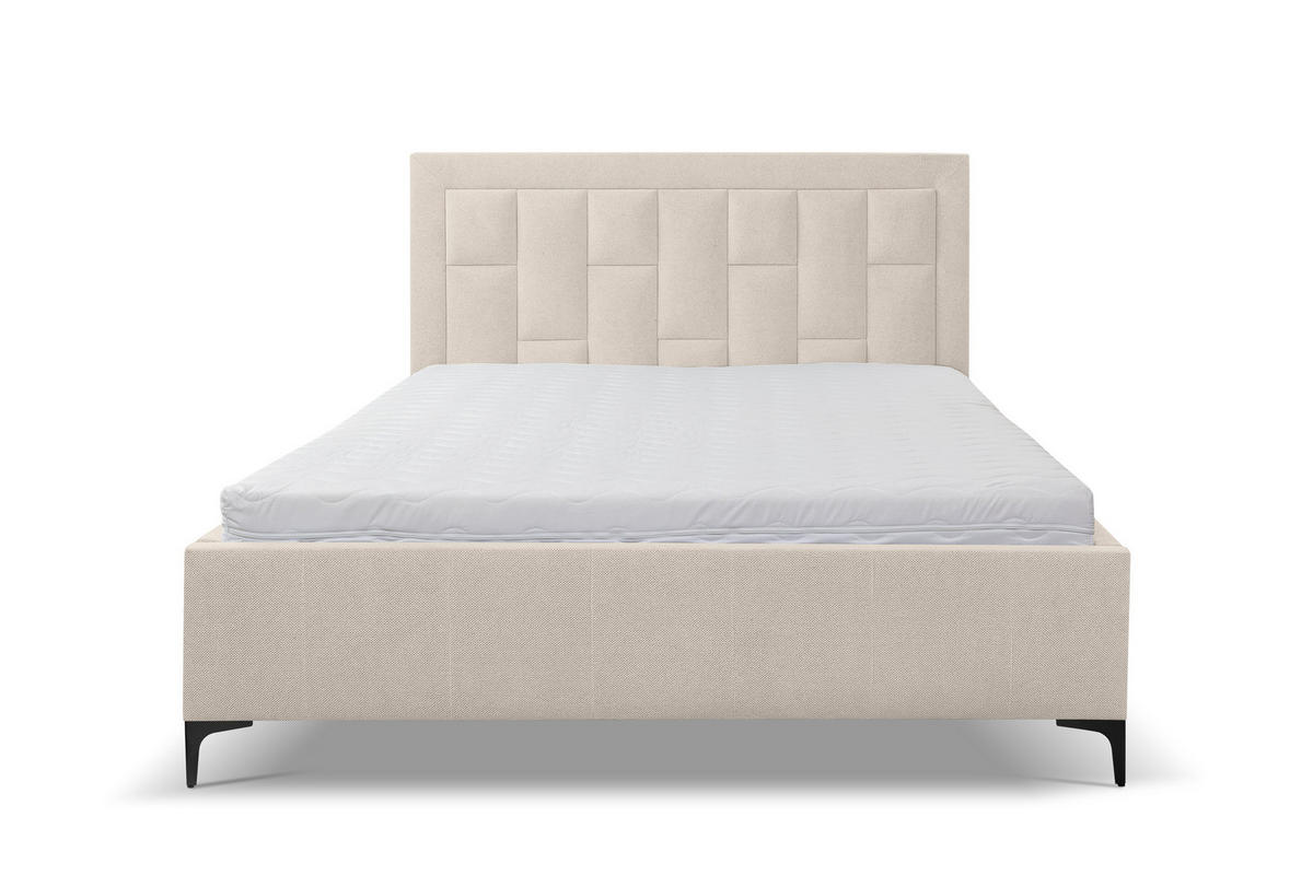 POLSTERBETT VENEZIA mit Kopfteil, 180 x200 cm, Doppelbett mit Bettkasten und Lattenrost aus Strukturstoff, Velourstoff, Frabe: Beige - Beige, Holz/Kunststoff (180/200cm) - VENASI MÖBEL