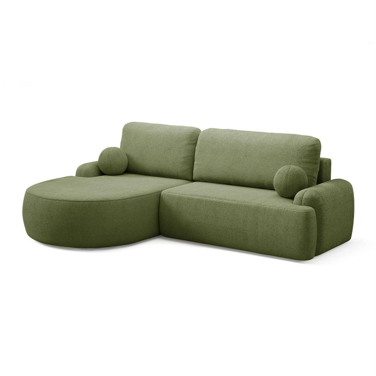 ECKSOFA CLEO mit Schlaffunktion Version Linke QUELLE 38 - Grün, Kunststoff (264/172cm) - Lookway