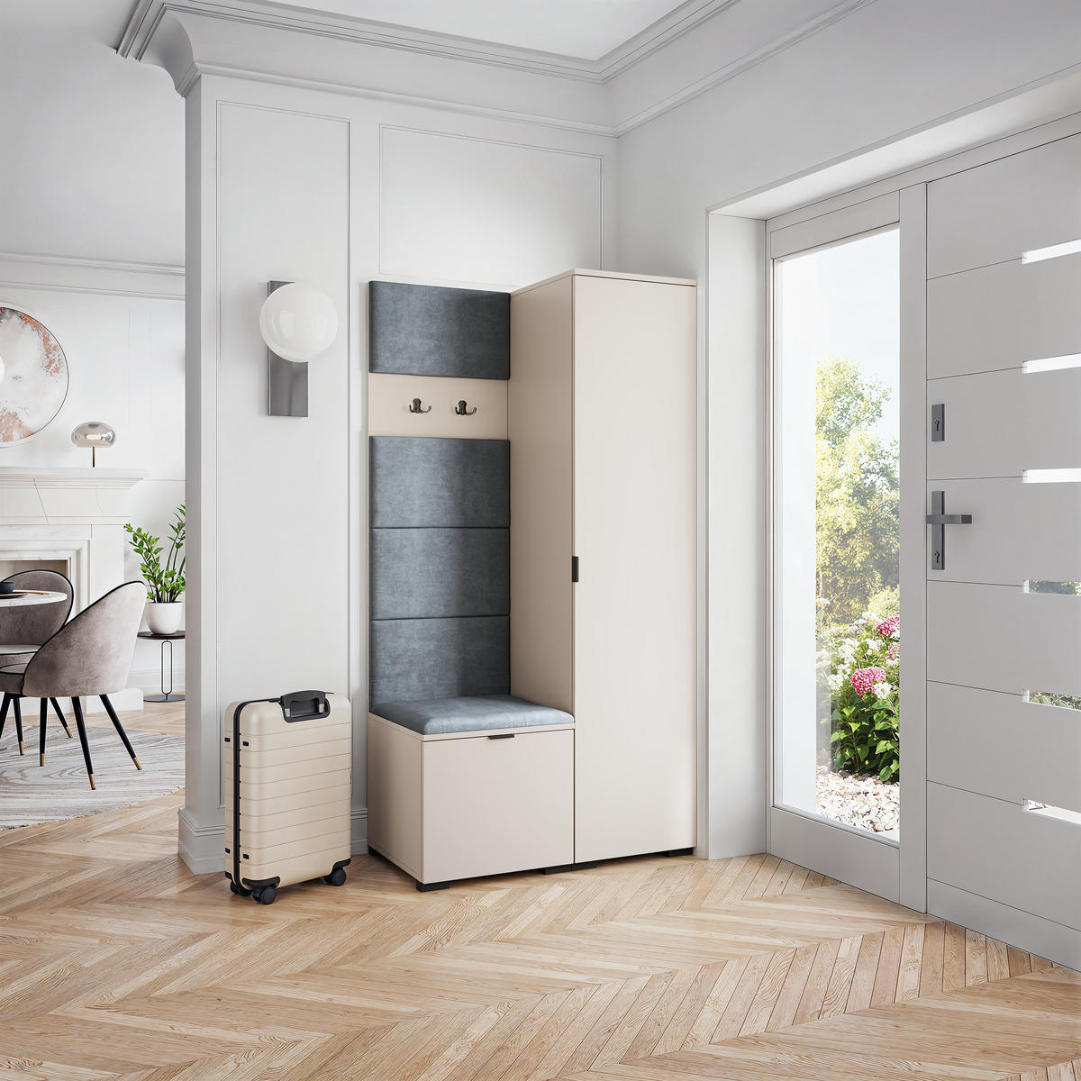 GARDEROBENSCHRANK LORI 95/181/51 cm Modern Garderobe-Set Kaschmir - Kaschmir/Grau, Holzwerkstoff (95/181/51cm) - MASSENO