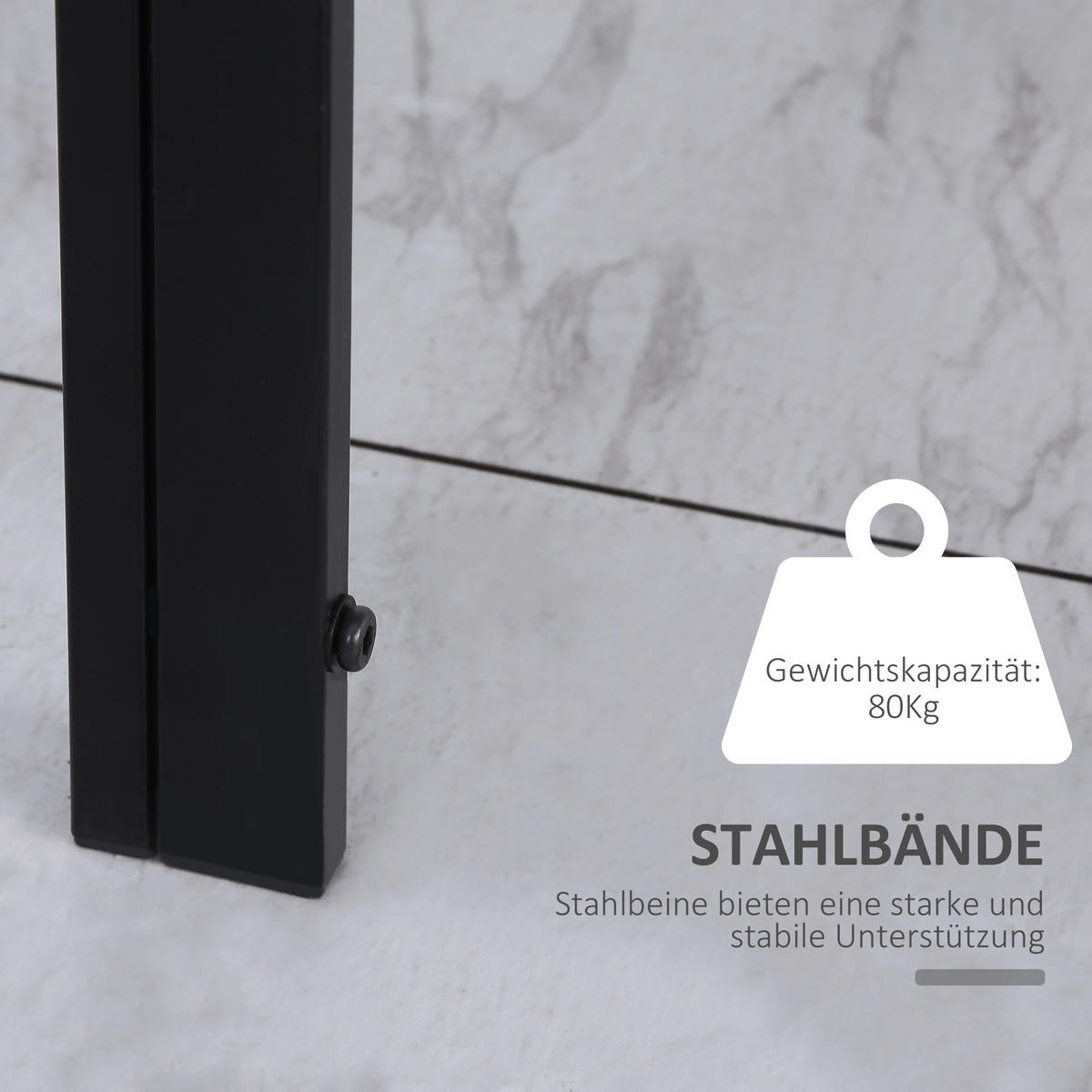ESSTISCH Küchentisch für 4 Personen, Esszimmertisch für Küche Metall, Schwarz - Schwarz, Metall (120/60/75cm) - HOMCOM