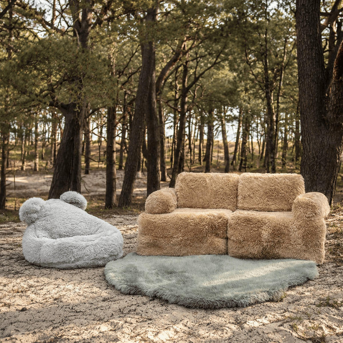 KINDERSOFA Mammoth 6-teilig flauschig - Braun, Textil (120/25/60cm) - MeowBaby