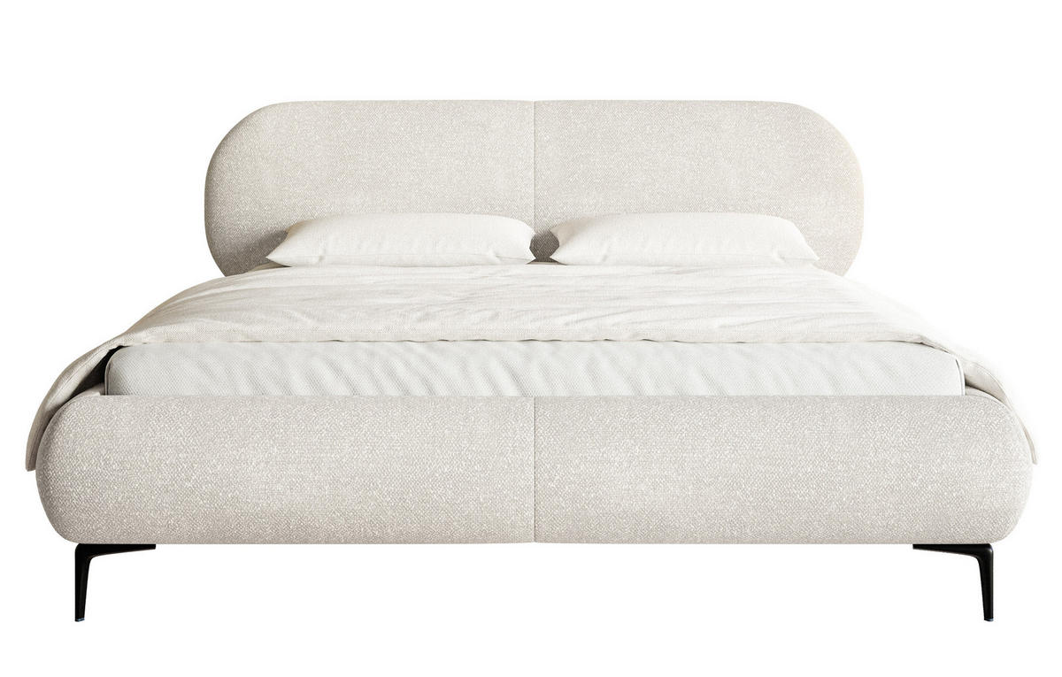 POLSTERBETT Ovalle Cremeweiß mit schwarzen Metallbeinen 160 cm - Creme/Schwarz, Textil/Metall (160/200cm) - Selsey