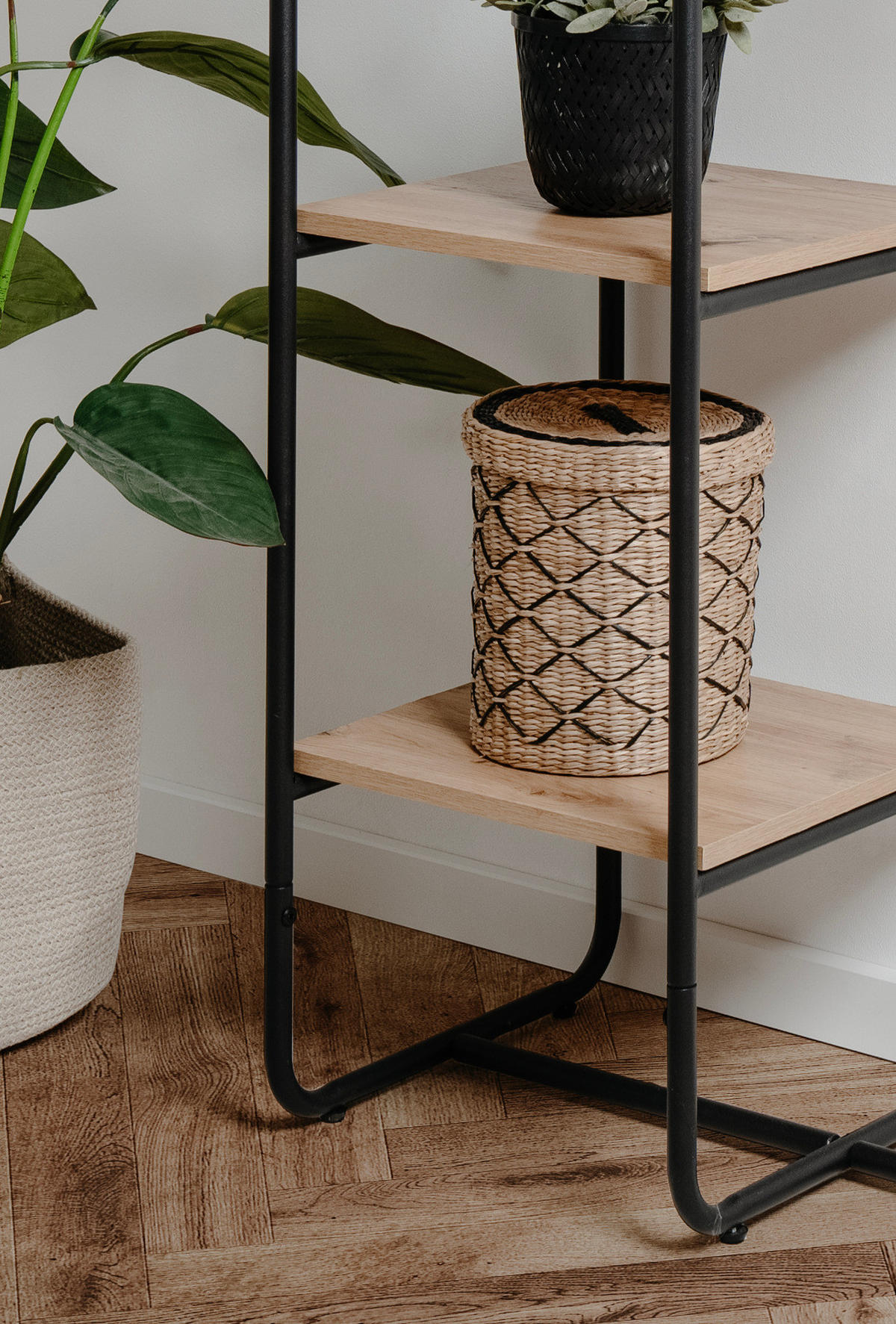 KOMPAKTGARDEROBE schwarz Metall 100 cm, Garderobe mit Spiegel - Schwarz, Holzwerkstoff/Metall (100/185/37cm) - Furn.Design