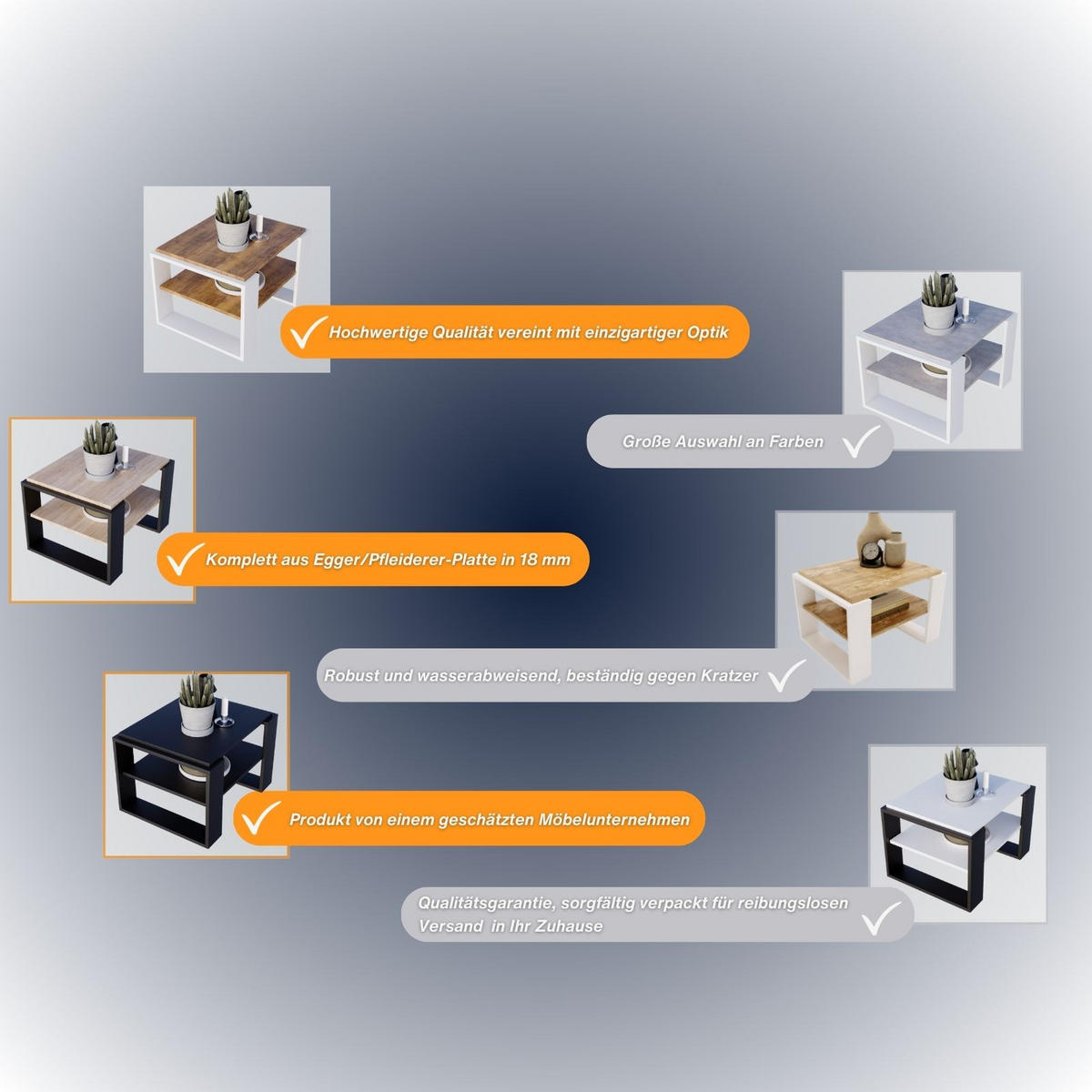 COUCHTISCH Holzwerkstoff rechteckig stabil Nussbaumfarben 44/54/63cm - Nussbaumfarben/Schwarz, Holzwerkstoff (54/63/44cm) - CraftPAK