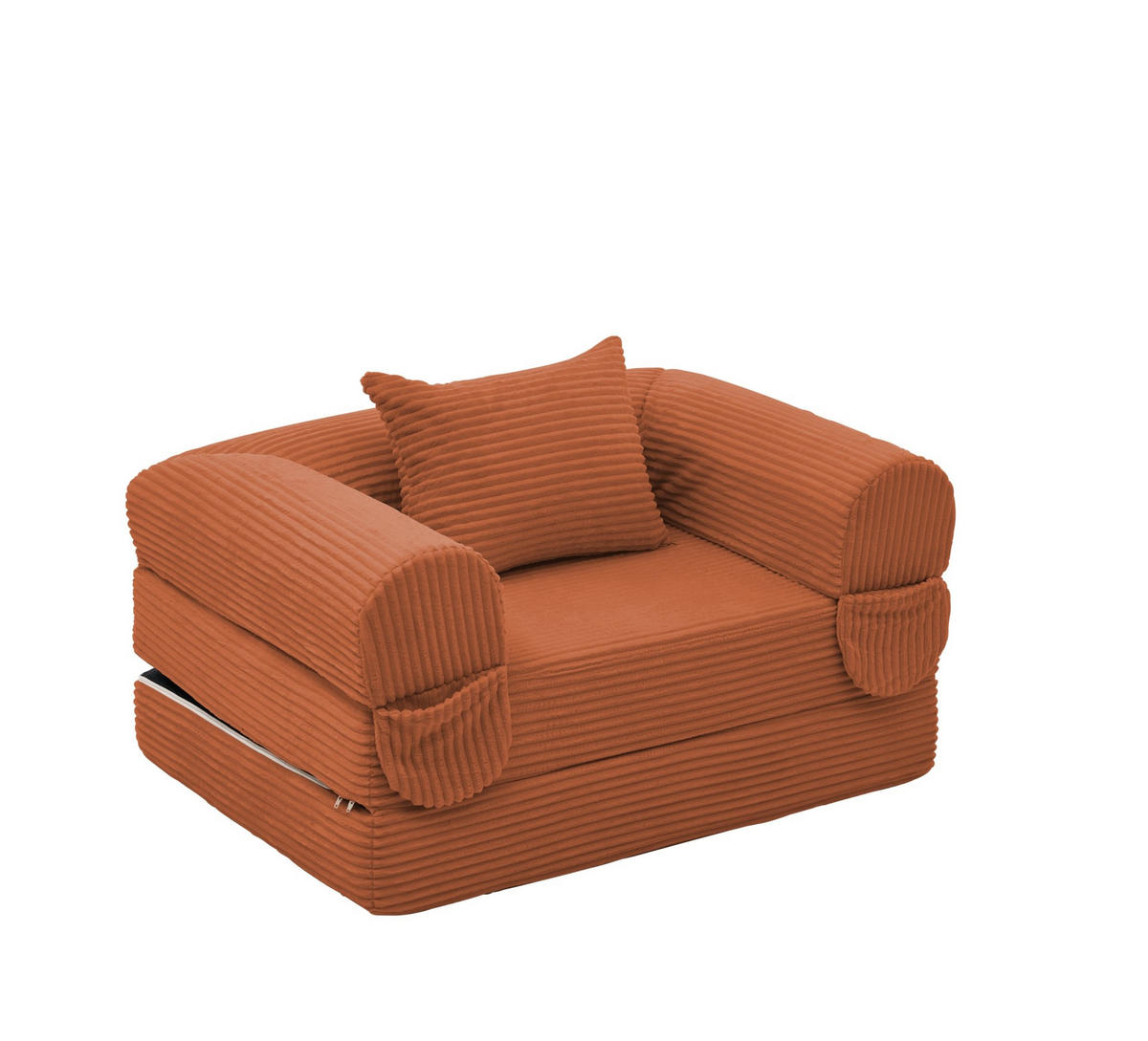 SCHLAFSOFA 2-in-1 Kord Orange mit Kissen - Orange, Kunststoff (85/65/120cm) - Meubliv