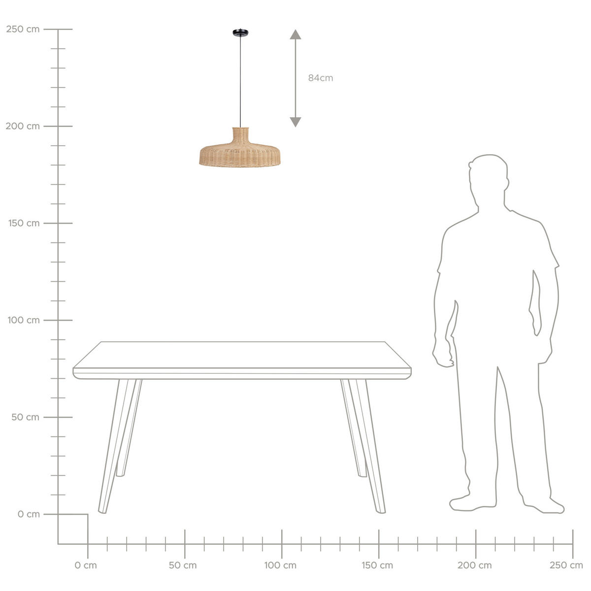 HÄNGELEUCHTE Tamarin 45/45/108 cm - Beige, Naturmaterialen (45/45/108cm) - Beliani
