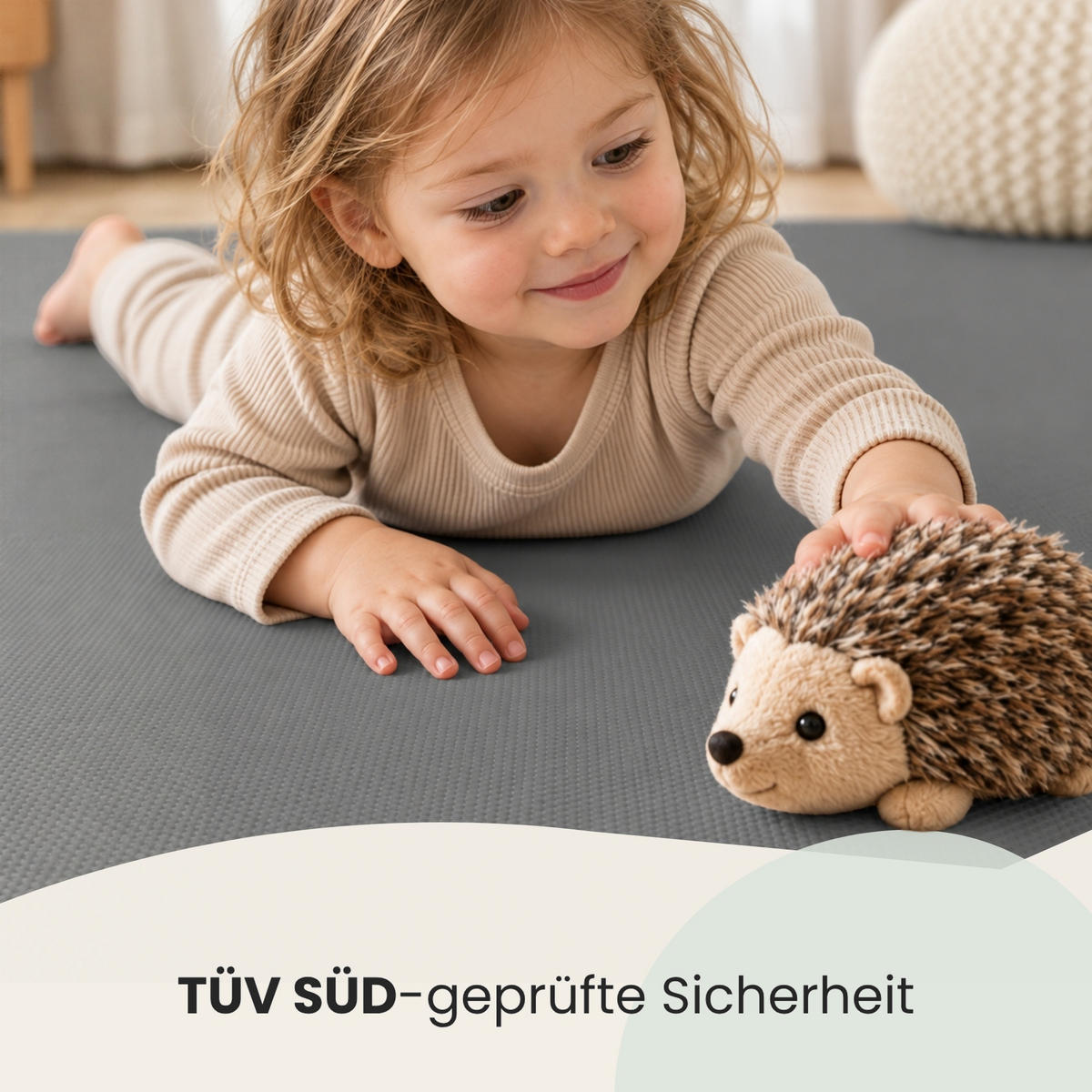 SPIELMATTE Uni - 50x50x1 cm - Puzzlematte Grau - Grau, Kunststoff (50/50cm) - Littletom