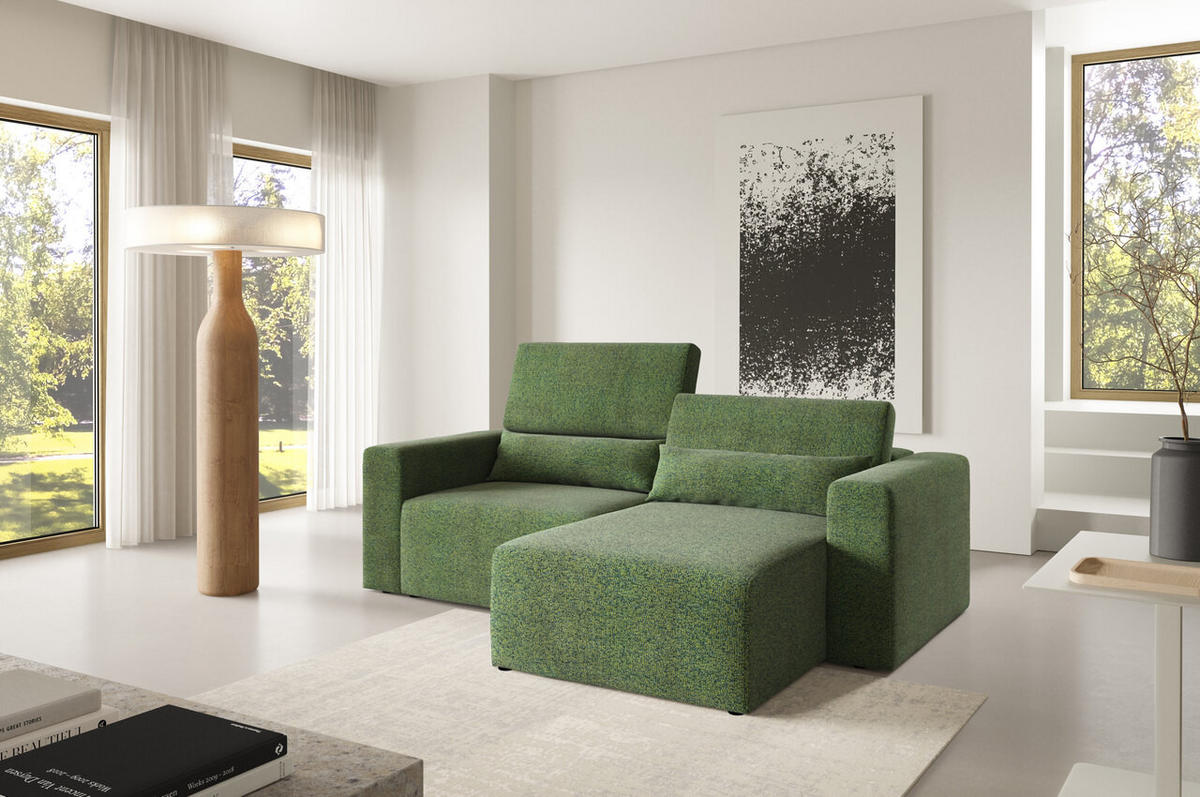 ECKSOFA Modular Premium Grün - Schwarz/Grün, Holz/Holzwerkstoff (225/172cm) - Furnisell