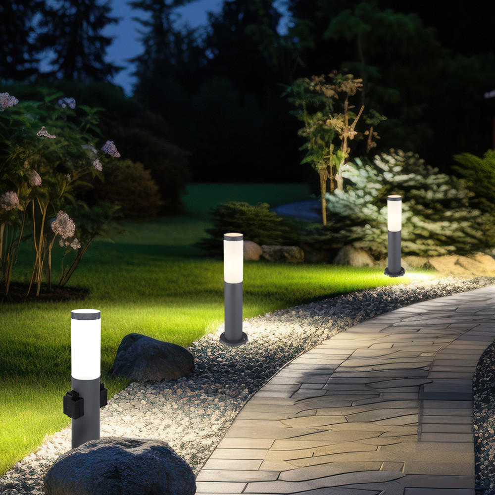 WEGELEUCHTE BOSTON Edelstahl Anthrazit 3er Set - Anthrazit, Kunststoff/Metall (12.7/45/12.7cm) - Globo Lighting