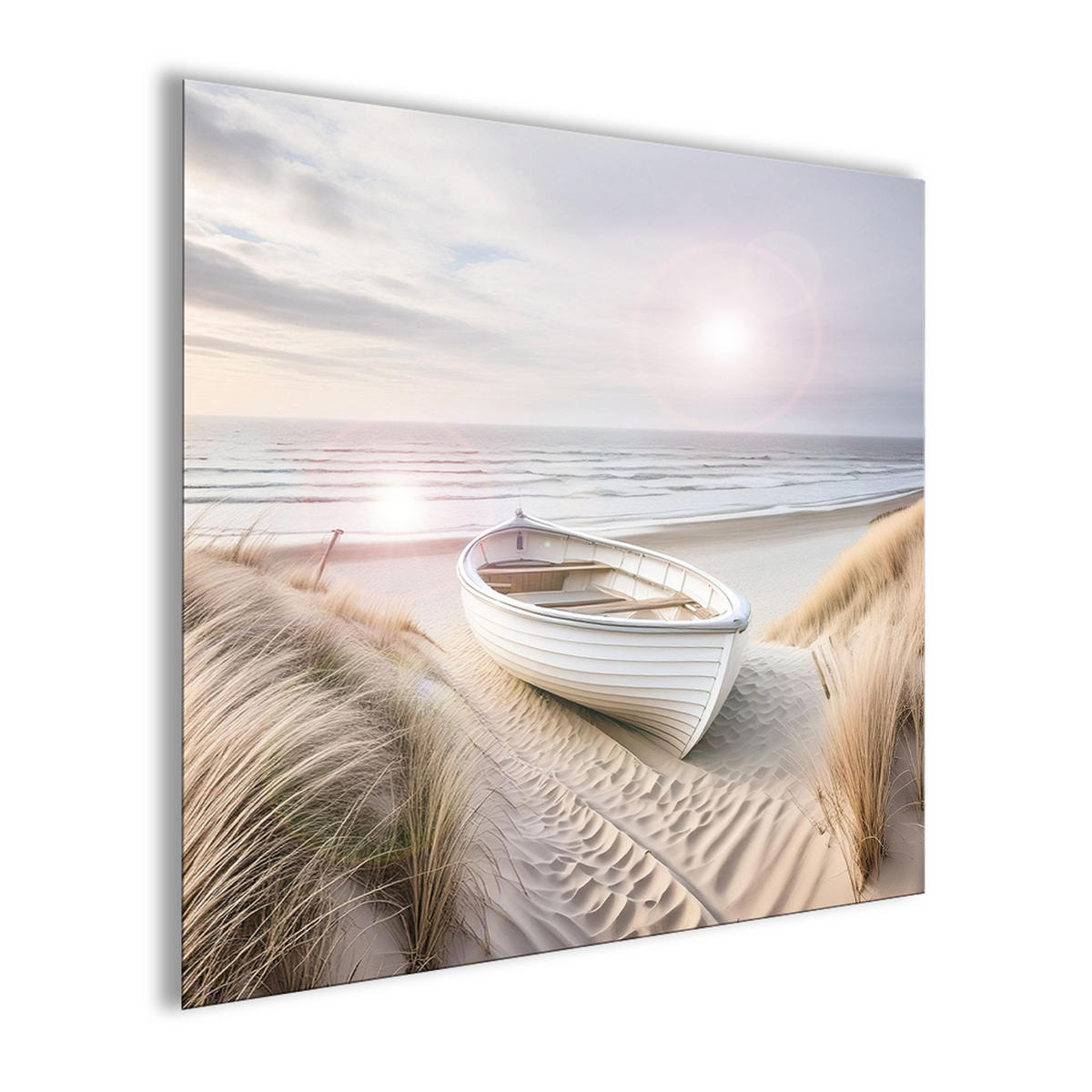 GLASBILD 50x50 cm Strand und Meer - Beige, Glas (50/50cm) - artissimo