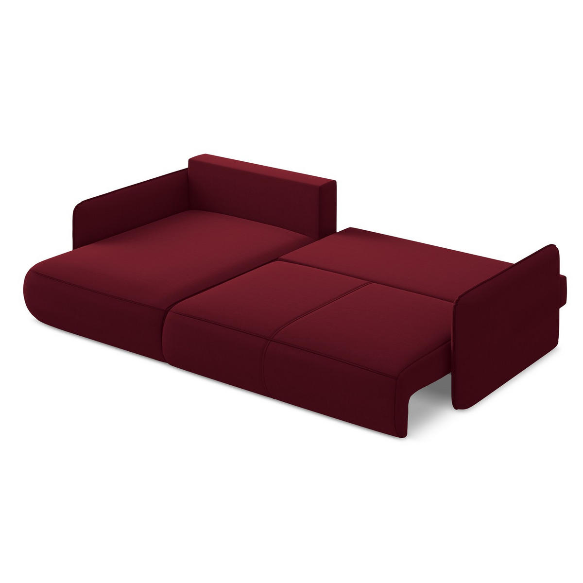 ECKSOFA mit Schlaffunktion Samt Stoff Rot - Bordeaux/Rot, Kunststoff/Textil (148/240cm) - LaMiaSofa