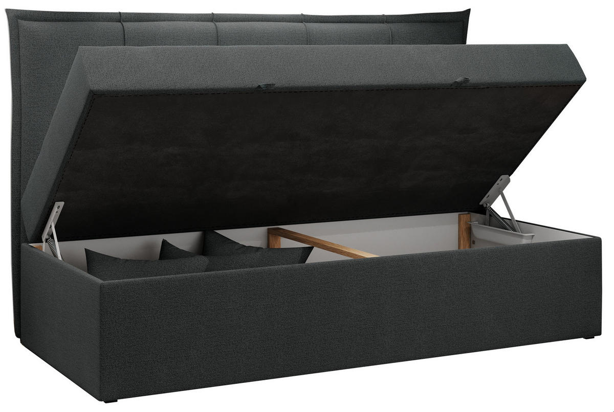 BOXBETT BANCO 90/200 Dunkelgrau Struktur - H3 - Dunkelgrau, Holz/Textil (90/200cm) - MKS