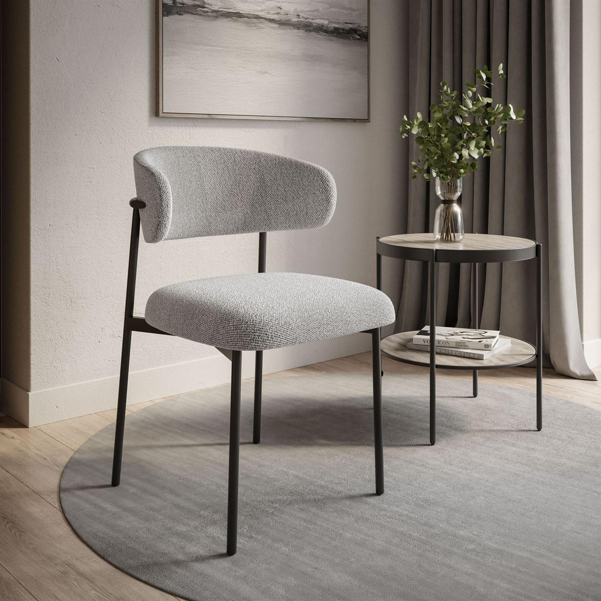 POLSTERSTUHL ELYSE - Schwarz, Textil (56/80/58cm) - Lookway